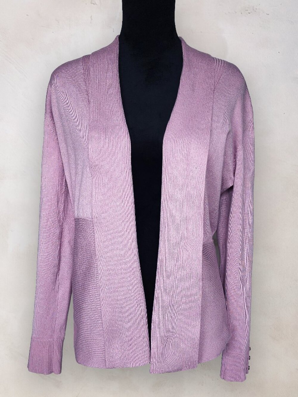 Verve Ami Lilac Purple Open Front Cardigan Sweater Top Cuff Buttons